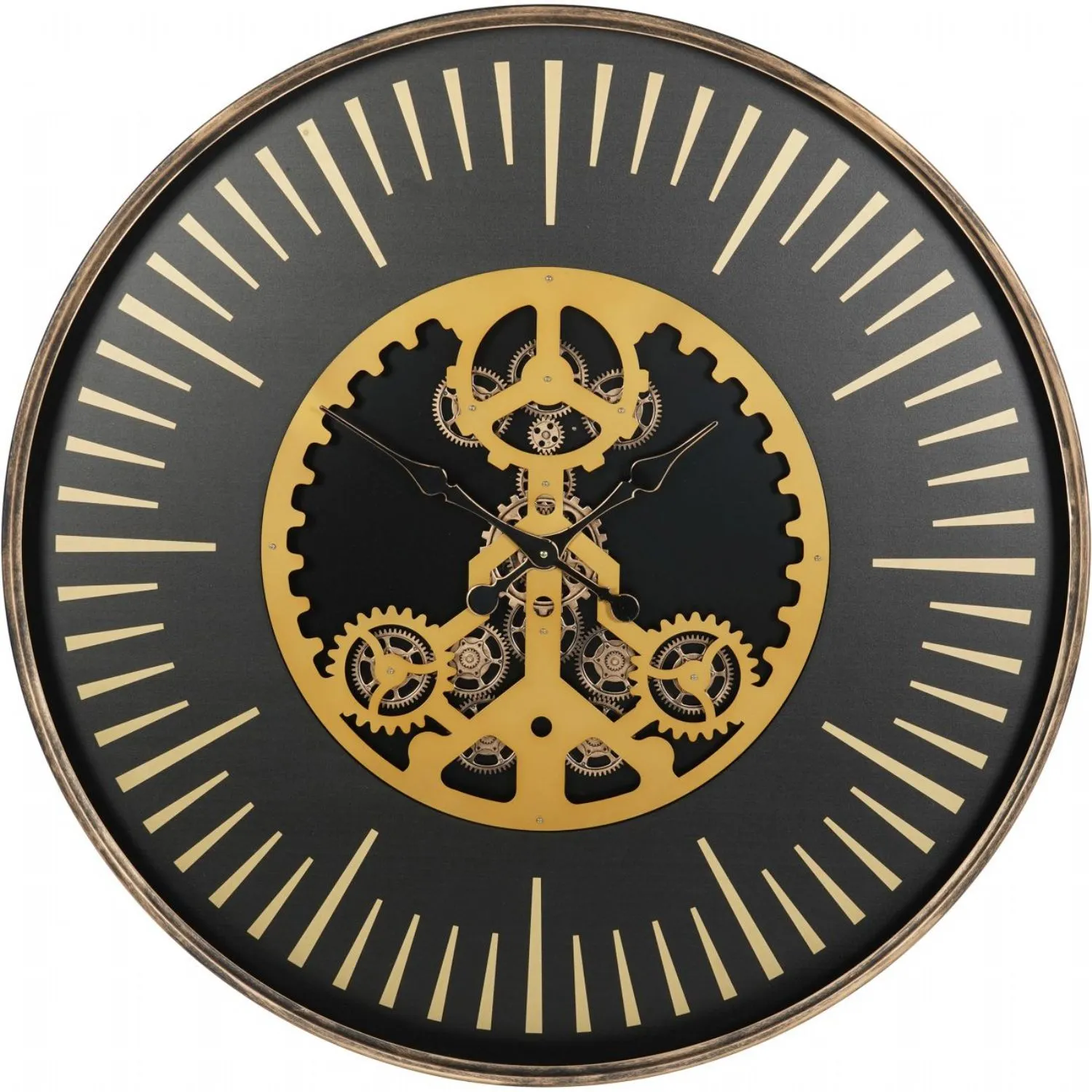 Black Round Wall Clock with Center Moving Cogs 100cm