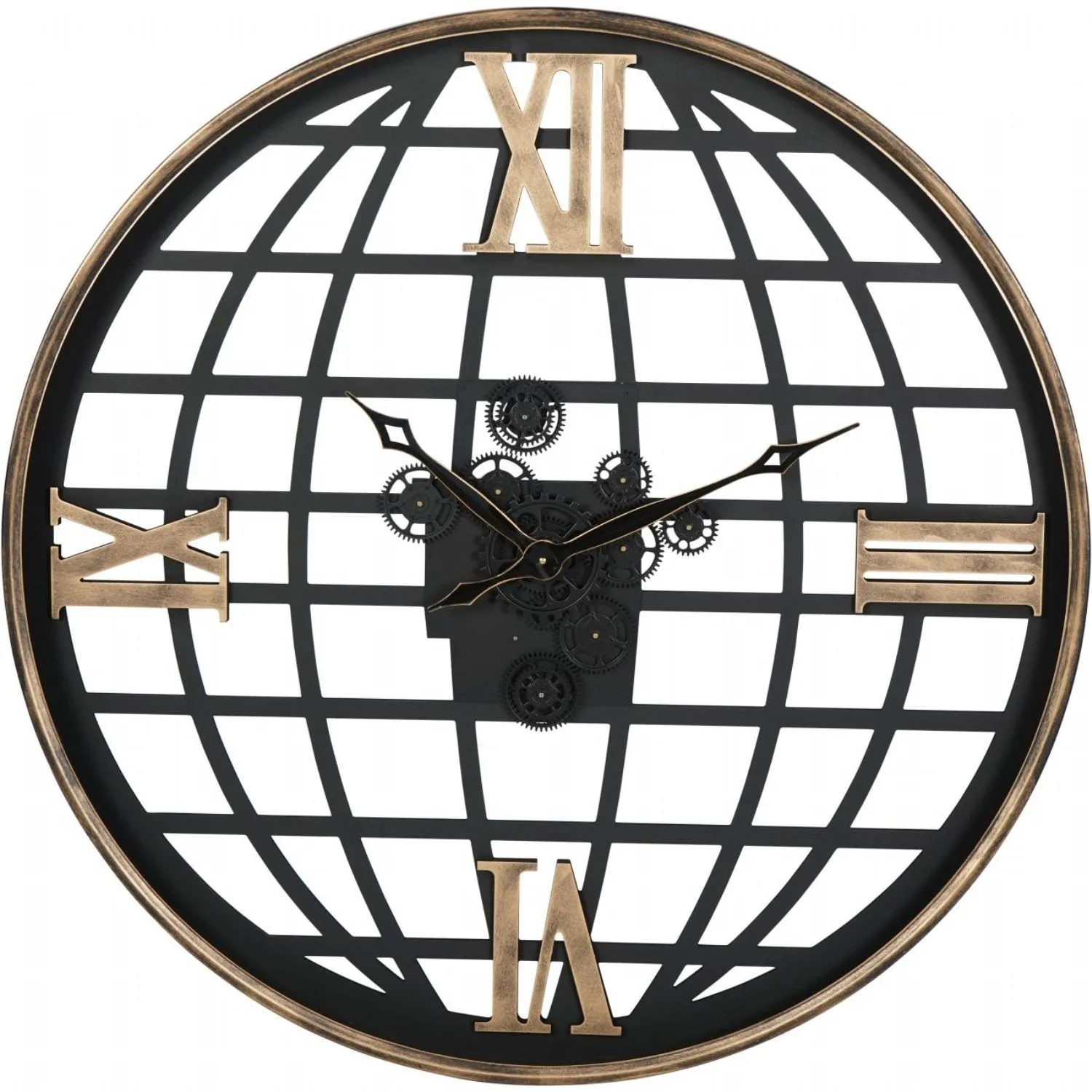 Black Metal Open Globe Wall Clock