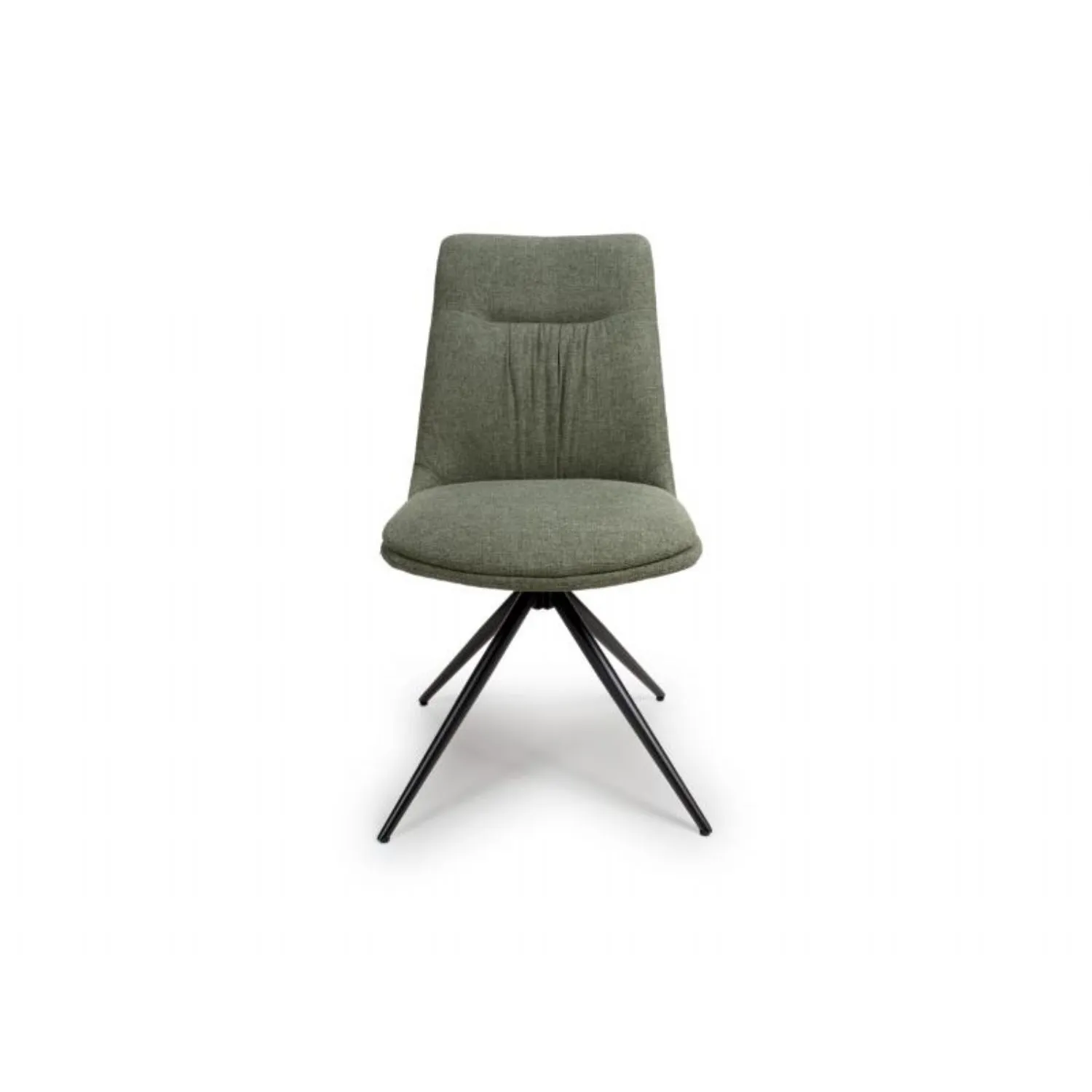 Green Easy Clean Fabric Swivel Dining Chair Black Metal Legs