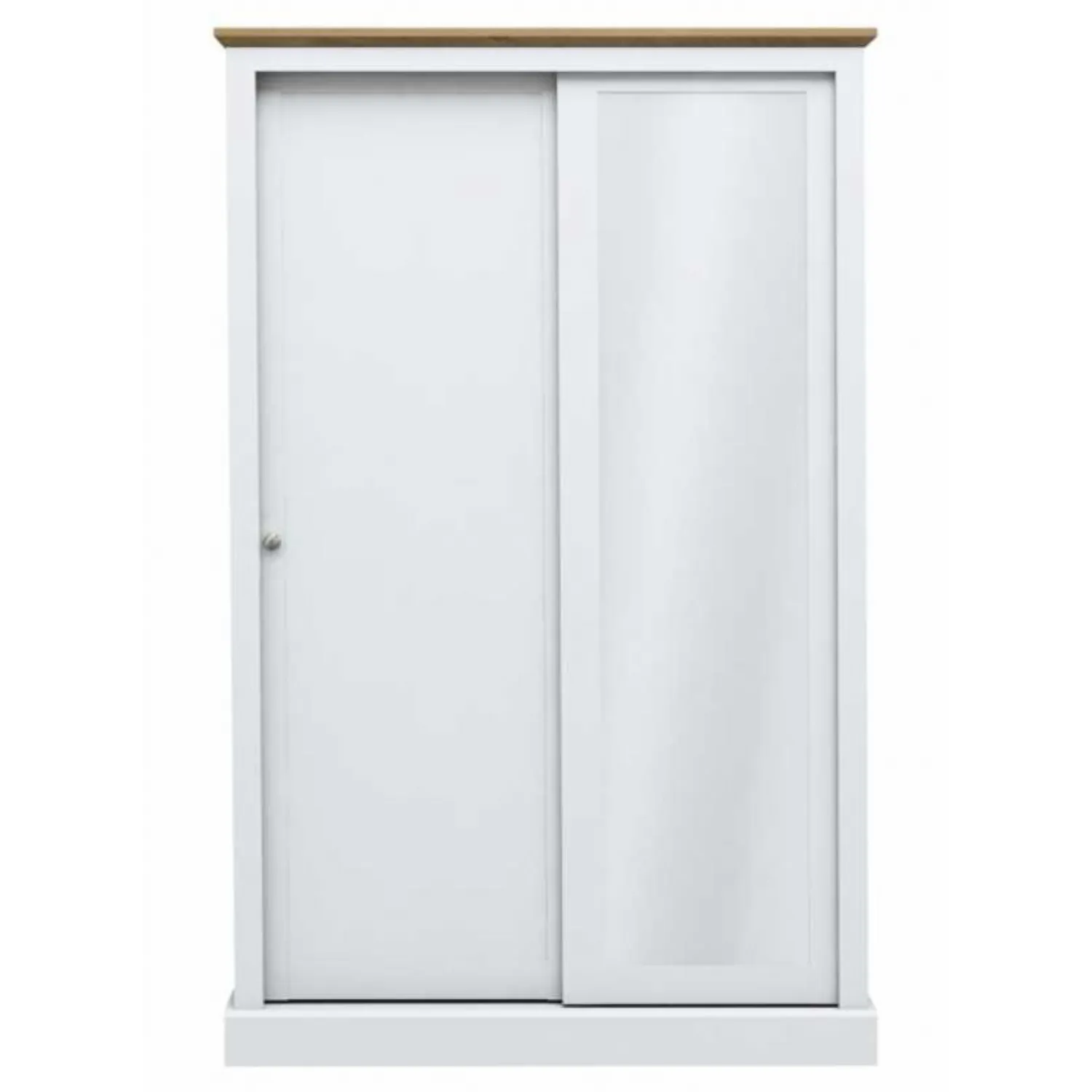 White Oak Top Sliding Mirrored 2 Door Wardrobe