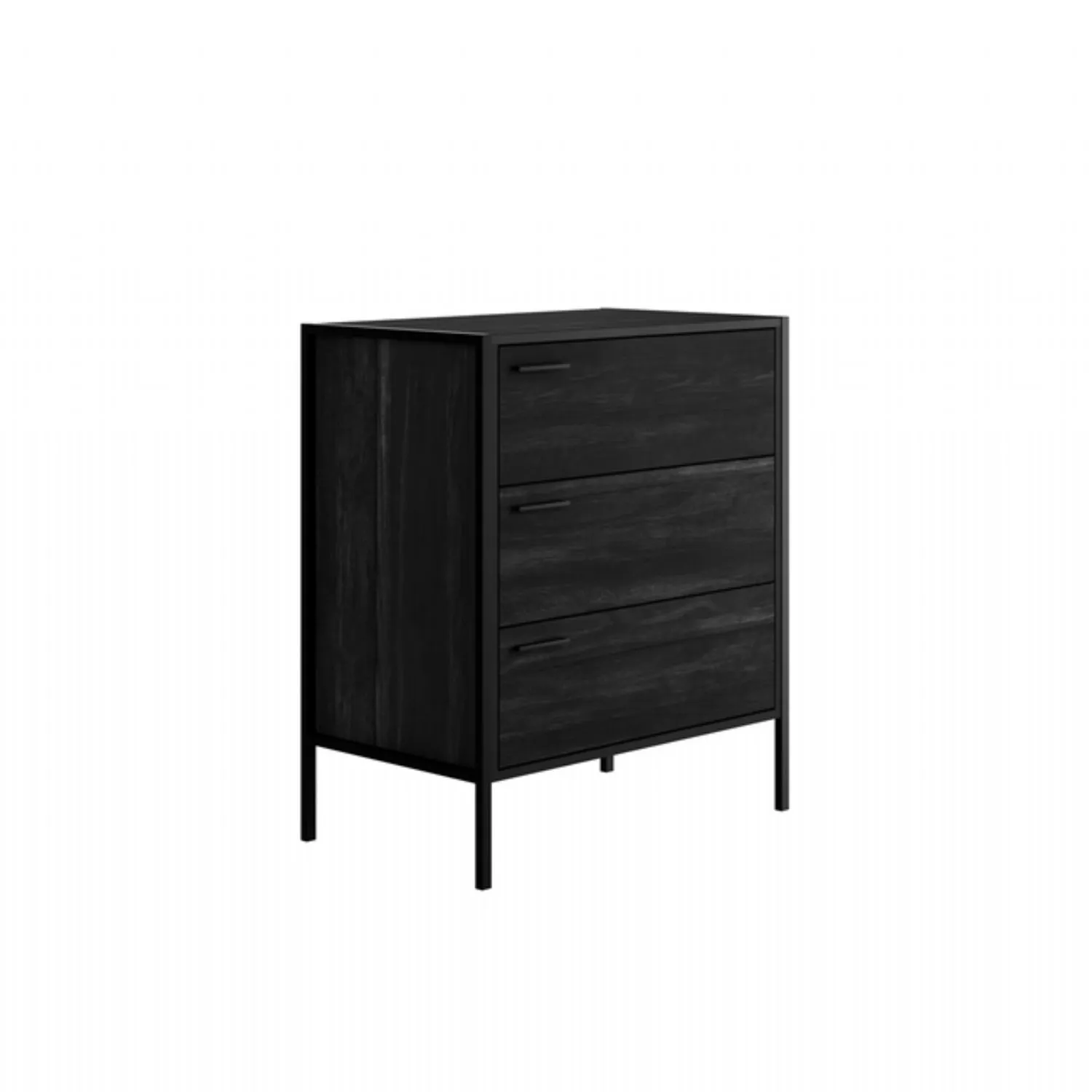 Industrial Black Wood Effect Chest of 3 Drawers
