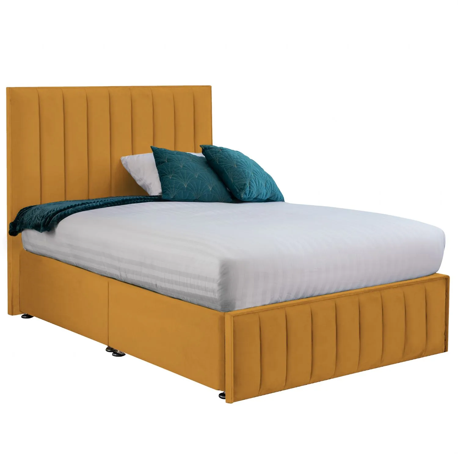 Mustard Harmony Hybrid Small Double Fabric Bed