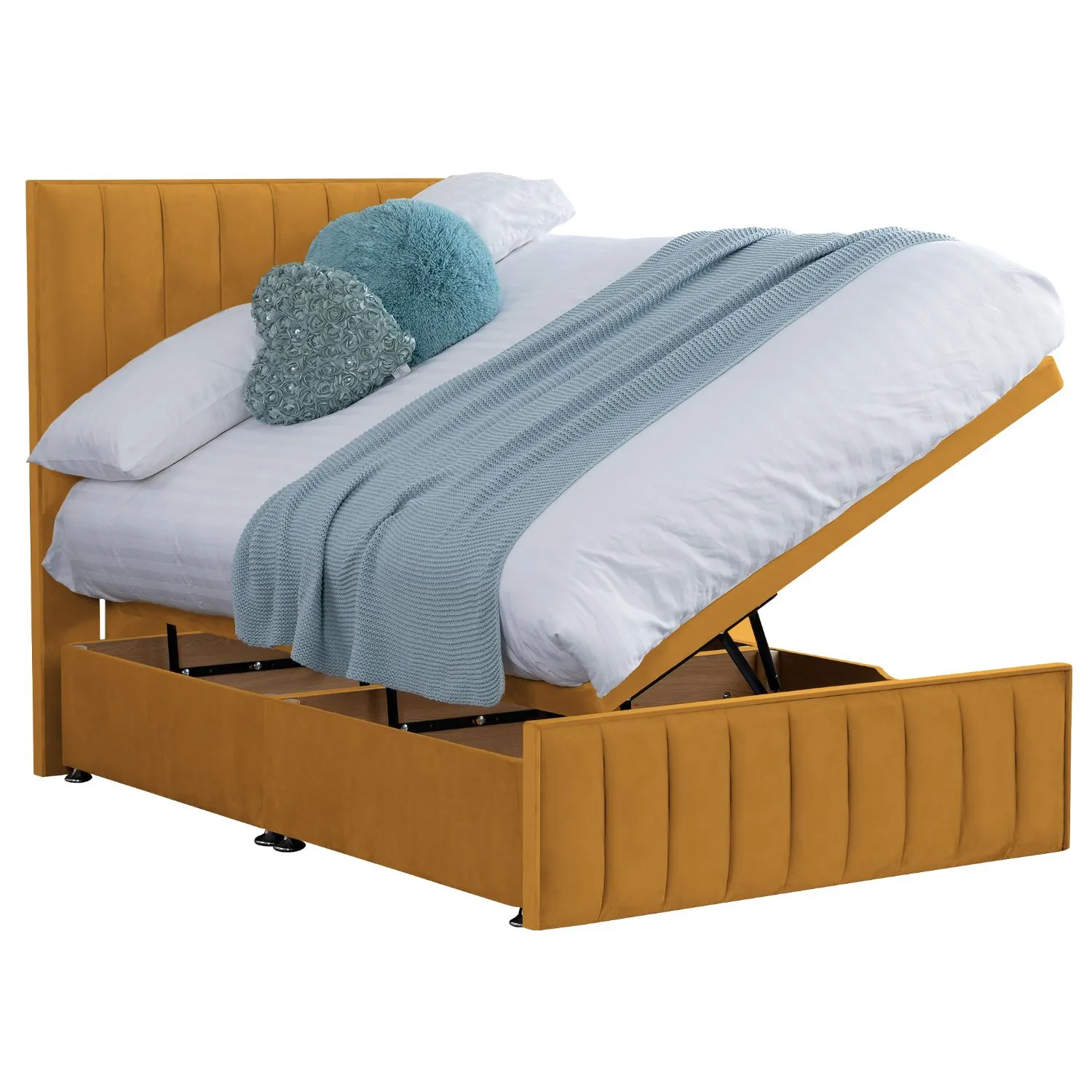 Mustard Harmony Hybrid Double Fabric Bed