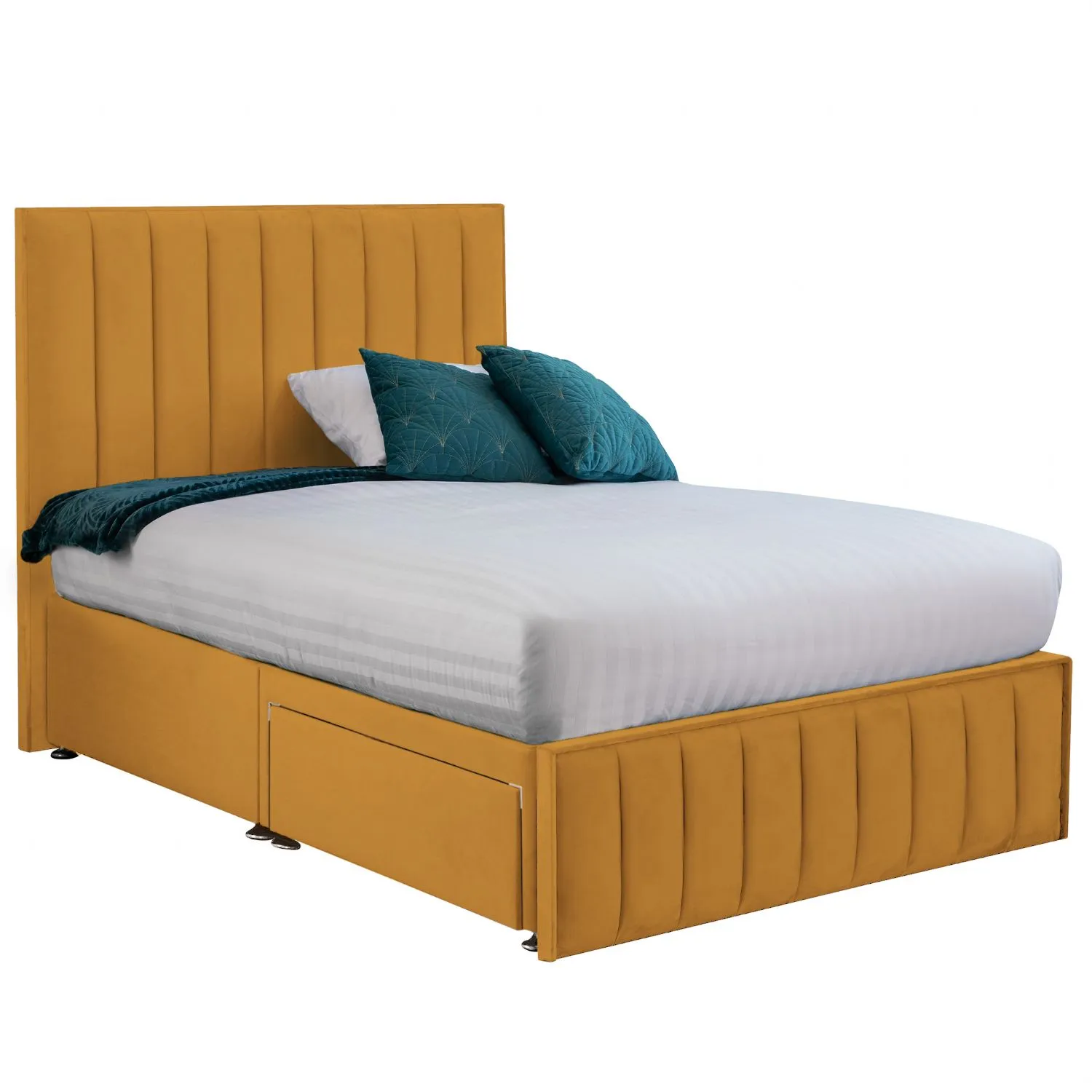 Mustard Harmony Hybrid King Size Fabric Bed