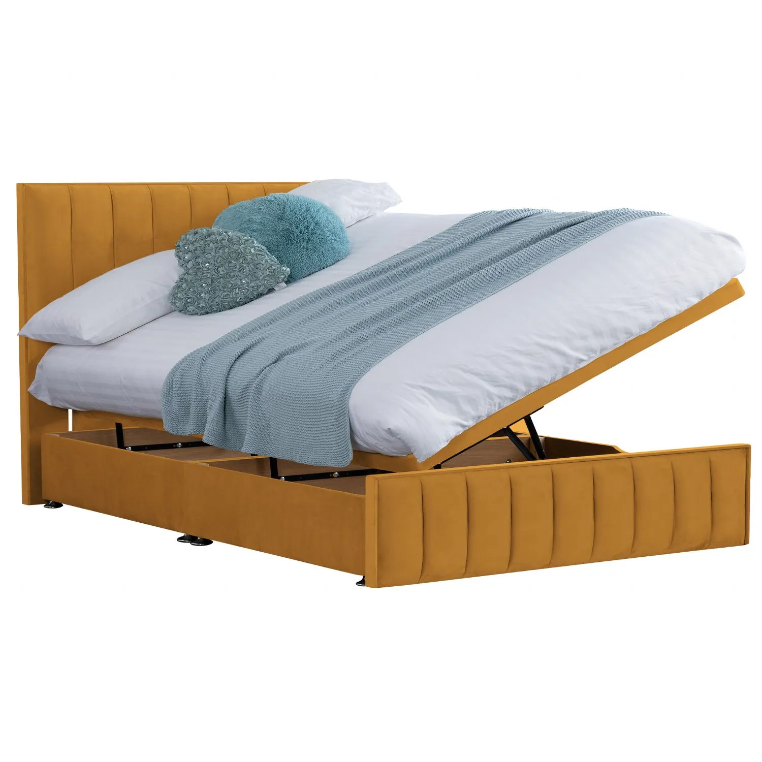 Mustard Harmony Hybrid Super King Size Fabric Bed