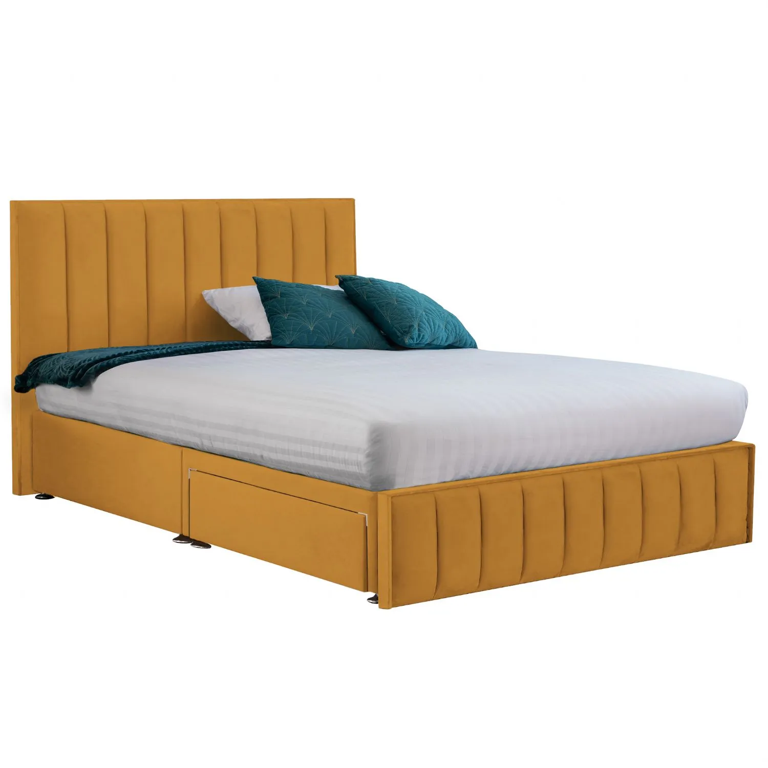 Mustard Harmony Hybrid Super King Size Fabric Bed