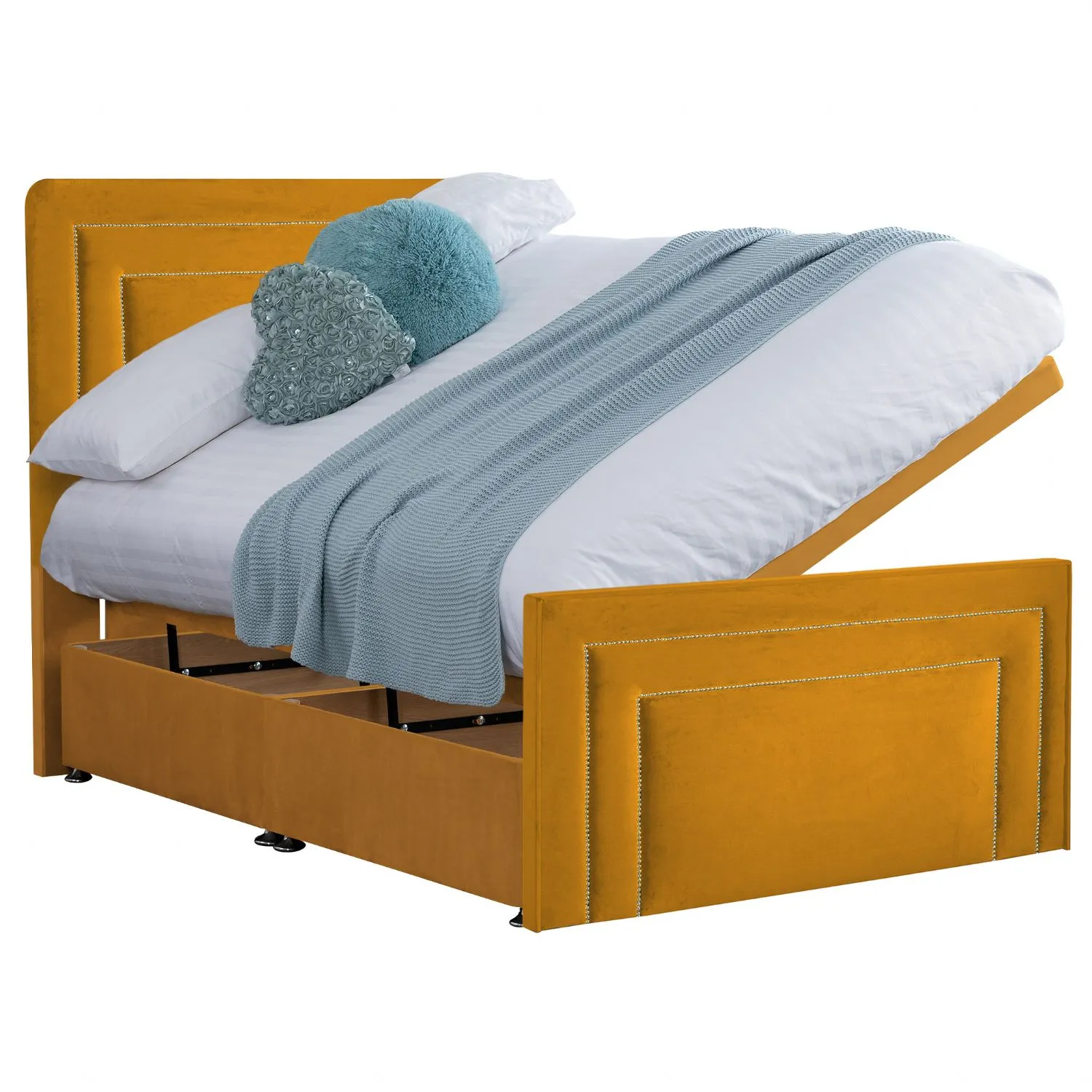 Mustard Style Brogan Double Fabric Bed