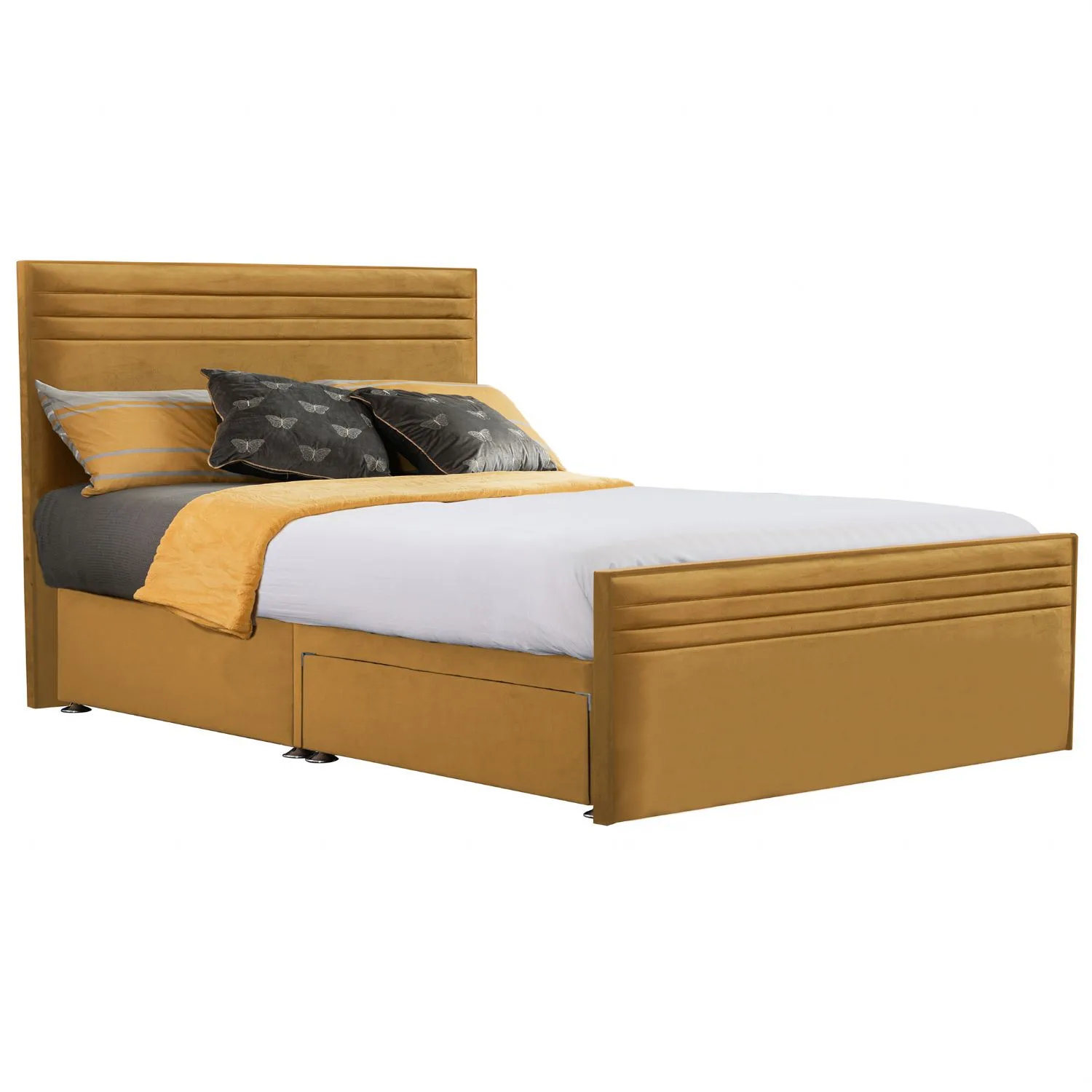 Mustard Style Chic Hybrid Super King Size Fabric Bed