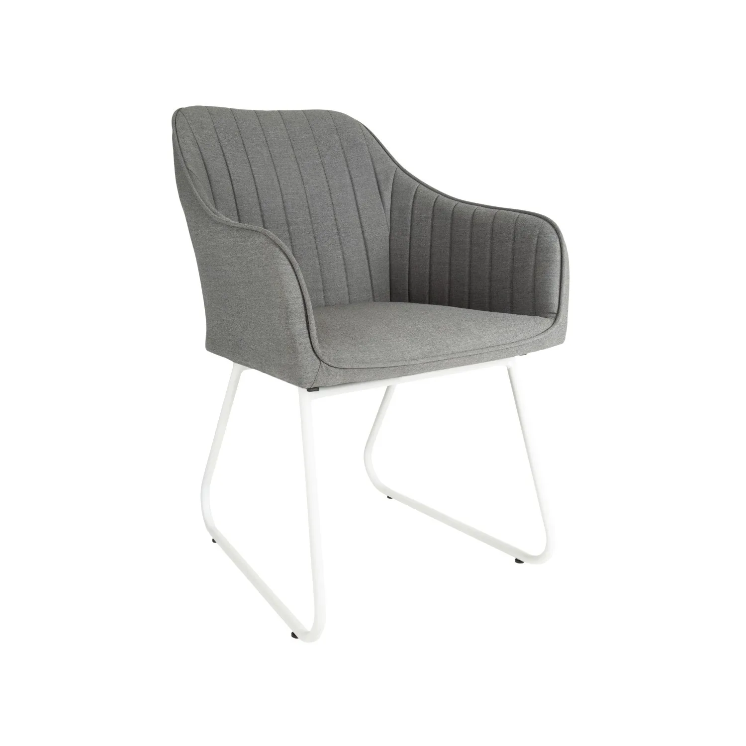 Grey Fabric White Metal Framed Outdoor Dining Chair