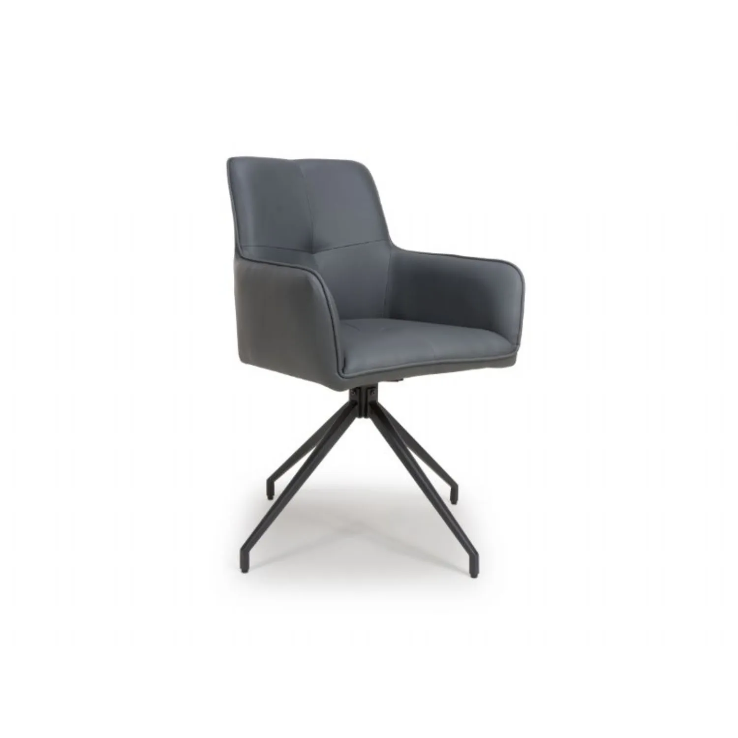 Grey Faux Leather Effect Fabric Swivel Dining Chair