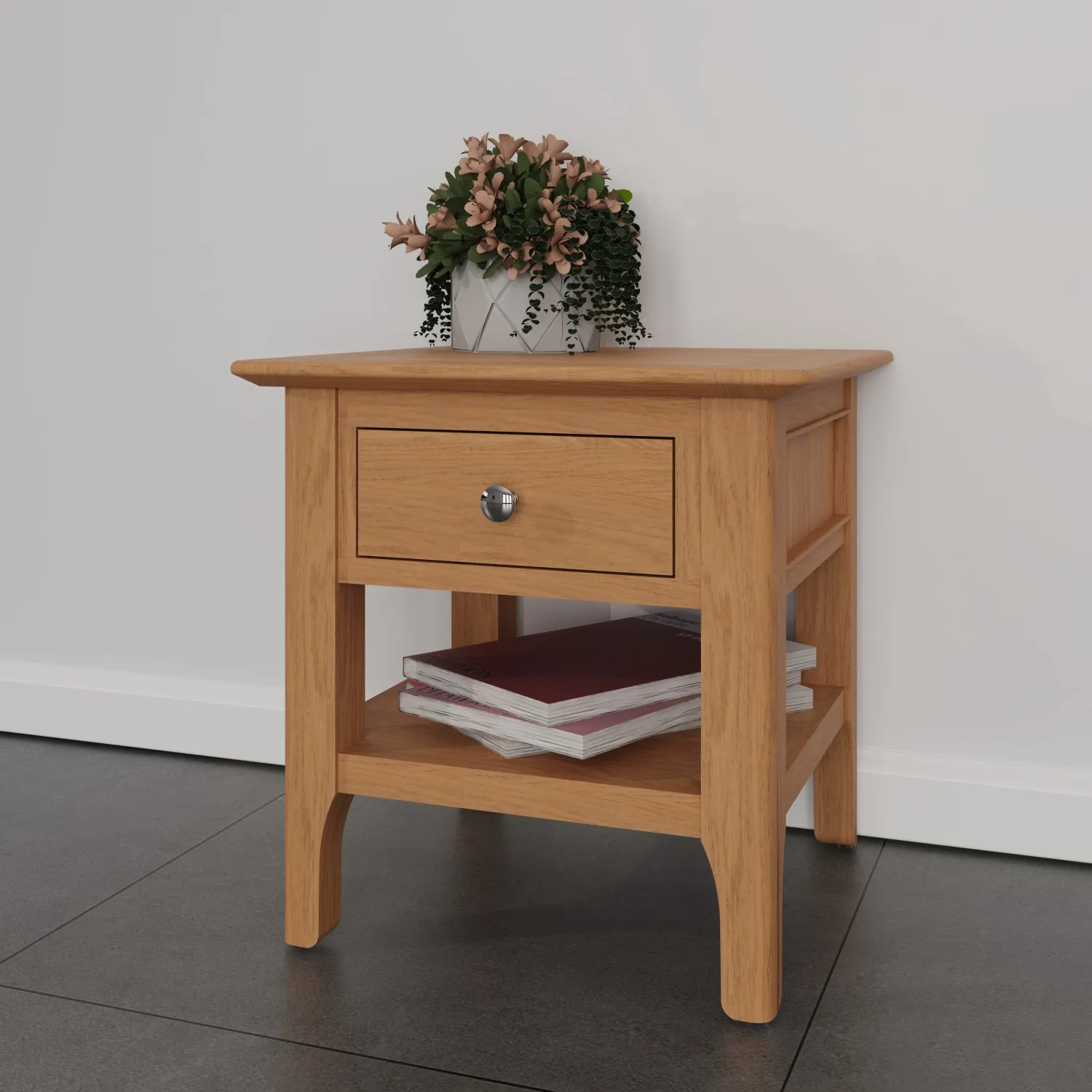 Lime Washed Oak Square Side Lamp Table