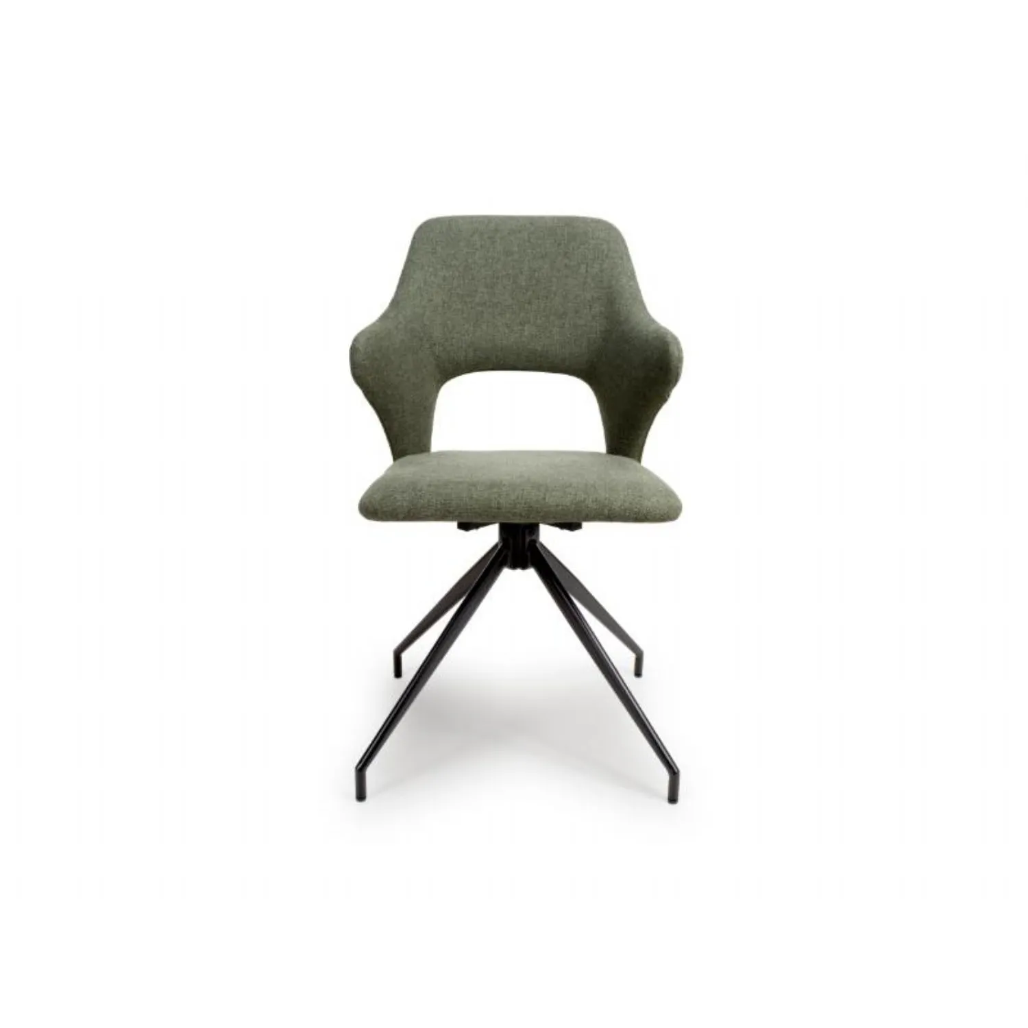 Sage Green Fabric Upholstered Dining Chair Black Metal Legs