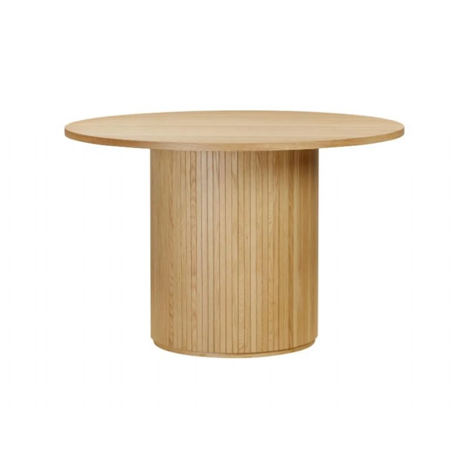 Oak Wooden Top Solid Base Small Round Dining Table